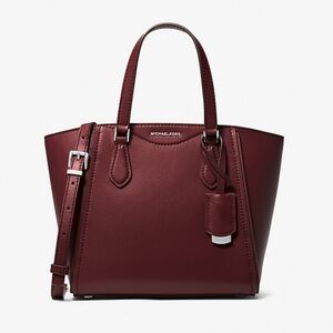 Michael Kors Maroon Leather Tote with Top Handles